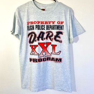 Vintage DARE T Shirt Graphic Print 90’s Gray Tee 
1995